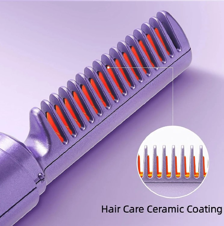 Cabello liso y sin frizz en minutos — Peine alisador recargable, donde quieras y cuando quieras